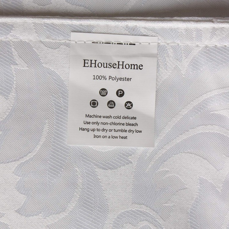 EHouseHome Jacquard Damask Reversible White Table Runners with Tassels 13