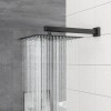 Matte Black 12-Inch Wall Mounted Square Bathroom Set Dual Shower