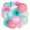 15PCS Donut Birthday Party Decorations Hanging Donut Paper Lanterns Paper