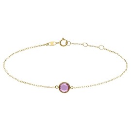 Lucardi - Women's Bracelet Made of 585 Yellow Gold with Birthstone Pendant, October - Bracelet - 585 Gold - Yellow Gold - 18.50 cm - Nickel Free, 585 gold, Birthstone
