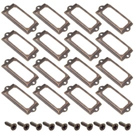 Yosawo Pack of 30 Metal Label Holders Antique Furniture Drawer Cabinet Card Frame Holders with Screws for Filing Cabinet Office Drawer Cabinet in Pharmacist Cabinet (70 x 33 mm/Red Bronze)