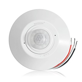 RAYZEEK 12V 24V Low Voltage Ceiling Sensor Pir Occupancy Motion Detector, 360 Degree Field of View High Sensitive Motion Sensor,10A,Commercial/Residential,Up to 1600 sq.ft,PC Fireproof
