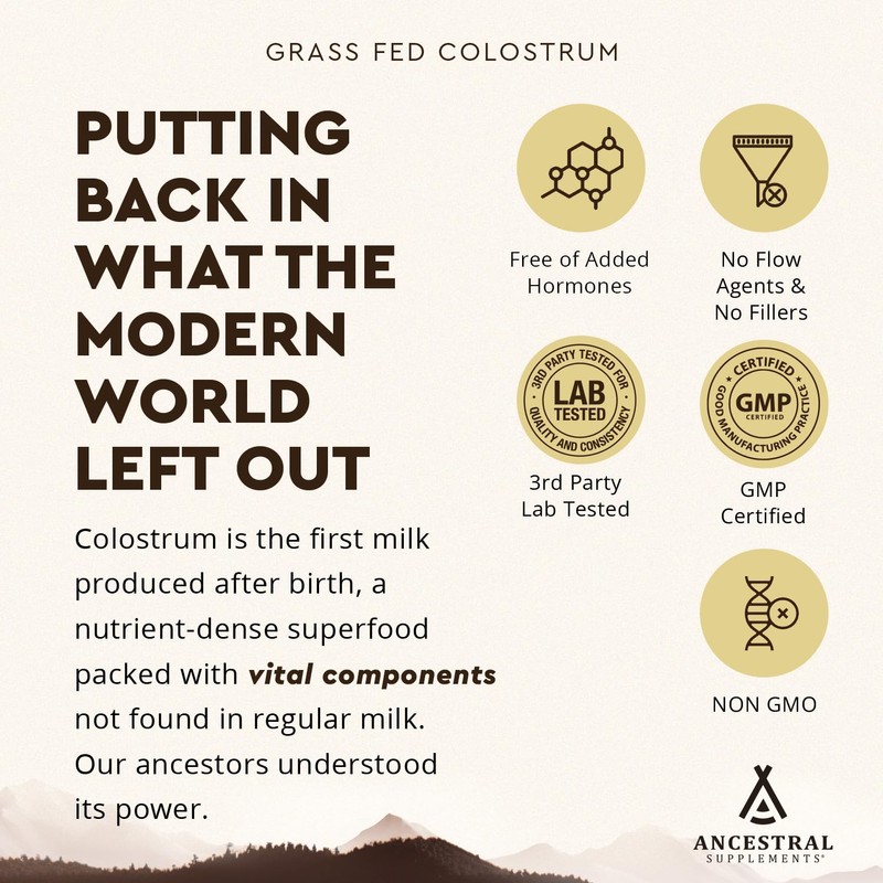 Ancestral Supplements Bovine Colostrum Powder - Grass Fed, Freeze Dried,