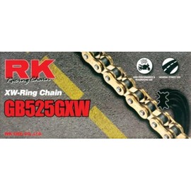 RK Racing Chain GB525GXW-118 (525 Series) Gold 118 Link High Performance Street and Off-Road XW-Ring Chain with Connecting Link