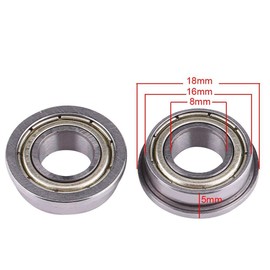 Hilitand 10 Pcs Bearing, Steel Mini Ball Bearings, F688ZZ Miniature Bearing, Metal Double Shielded Flange Deep Groove Ball Bearings for Motor 8x16x5mm