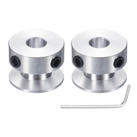uxcell 2Pcs Single Groove Pulley, 7mm Fixed Bore 20mm Outer Diameter Aluminum Alloy Mechanical Belt Pulley with Hex Wrench for 6mm PU Round Belt