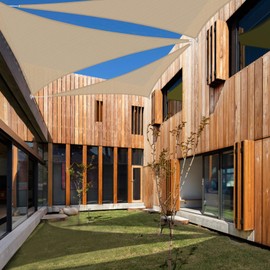 COARBOR 16'x28'x32' Sun Shade Sail Right Triangle Canopy Sunshine Block Heavy Duty Shade Fabric Cover for Outdoor Pergola Yard Patio Deck Carport Garden (Sand)