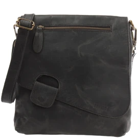 LECONI LE3027 Women's Crossbag Cowhide Leather Natural Shoulder Bag Vintage Look Leather Women + Men's Handbag Made of Real Leather 29 x 29 x 6 cm - Grey -