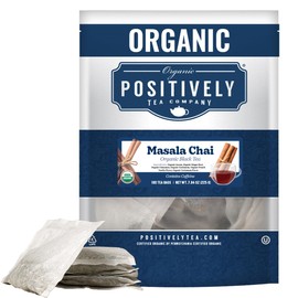 Organic Positively Tea Company, Masala Chai Black Tea Bags, 100 Count, Eco-Friendly Tea Bags, Non-GMO
