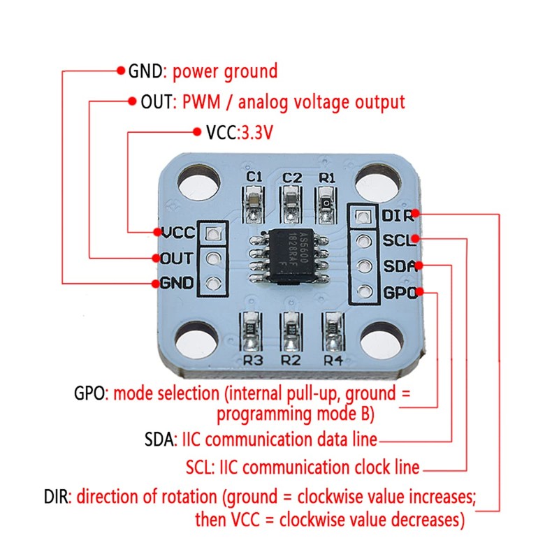 HiLetgo 2pcs AS5600 Magnetic Encoder Magnetic Angle Measurement Sensor Module