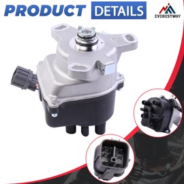 EVERESTWAY Ignition Distributor 9 Pins Compatible for 1996 1997 Honda Civic/Del Sol 1.6L /1997 Acura EL 1.6L Black Cap and Rotor kit Replacement 30100-P2E-A01 TD-80U