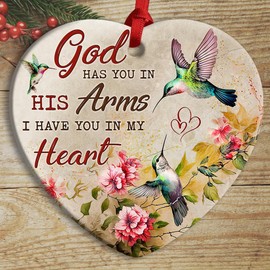 Rigufu 2024 Christmas Ornament, Hummingbird God Has You Ceramic Ornament, Sympathy Bereavement Keepsake Gifts for Loss of Father Dad Mom, Memorial Ornament Gift for Loved Ones