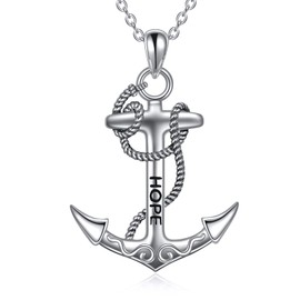 VENACOLY Anchor Necklace Sterling Silver Anchor Pendant Sailor Necklace Nautical Jewellery Gifts for Women Best Friend, Sterling Silver