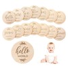 7 Pcs Wooden Double-Sided Engraved Baby Milestone, 10cm Round Baby