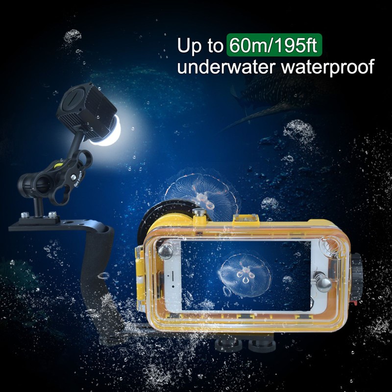 Mini Rechargeable LED Video Light Diving Photography Lamp Underwater 60M