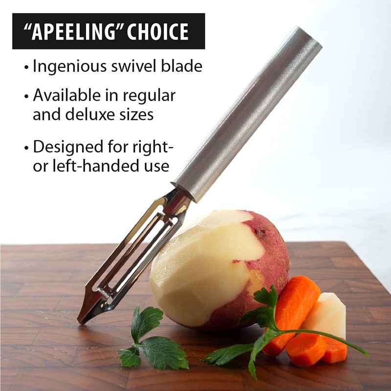 Rada Cutlery Deluxe Vegetable Peeler, Made in USA, Silver Handle