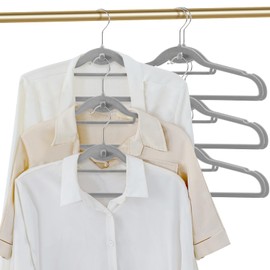 Velvet Clothing Hangers Slim Stackable Non-Slip Grey Suit Hanger Space Saving Clothes Hanger Heavy Duty Adult Hangers with 360°Swivel Hook Pack of 20