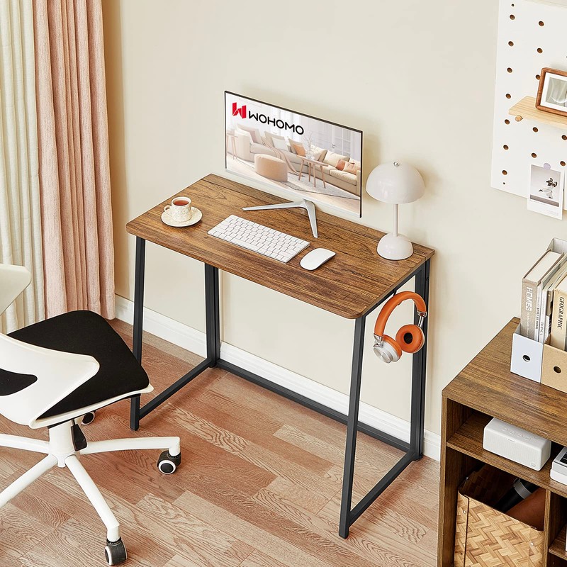 WOHOMO Folding Desk, Small Writing Desk 39.4", Space-Saving Foldable Laptop