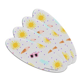 Sun Surf Ocean Beach Ice Cream Pattern Double-Sided Oval Nail File Emery Board Set 4 Pack