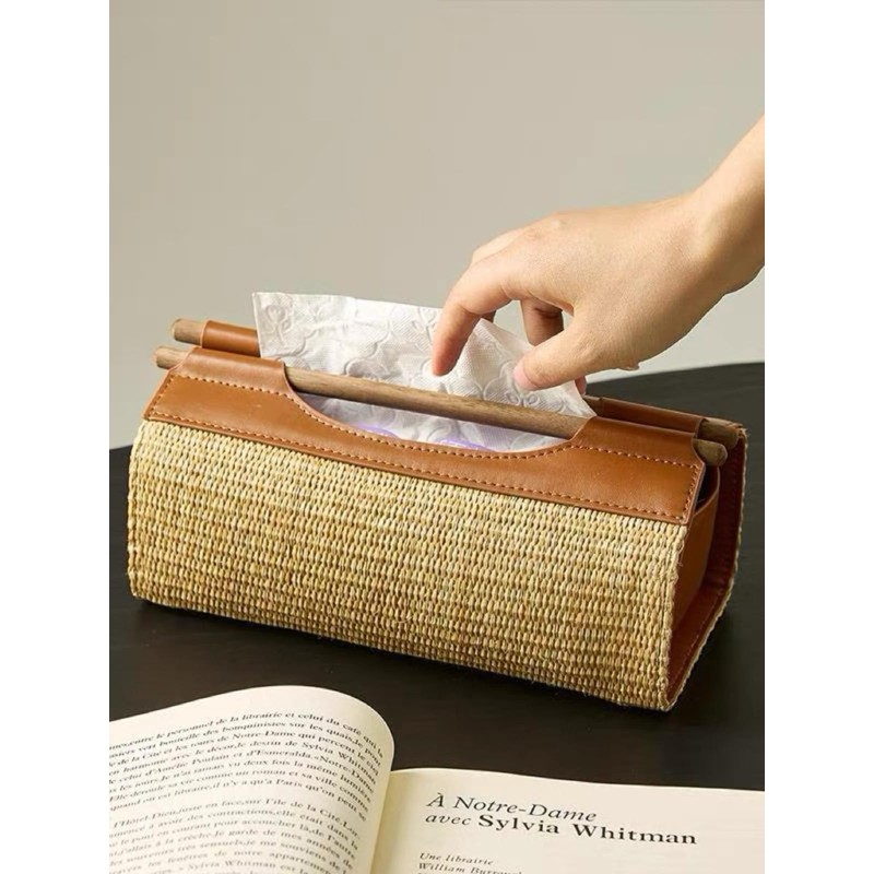 Rattan Tissue Box Cover,Wicker Tissue Box Holder,Rectangle Guest Bathroom