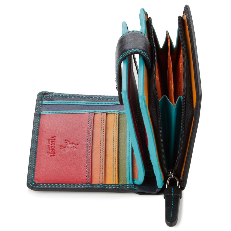Visconti Leather Twofold Ladies Rainbow Multi Coloured Purse (RB51), Rfid