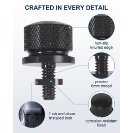 BTACGWP Motorcycle Seat Bolts Black 6 mm (Pack of 2) - Corrosion-Resistant Seat Attachment with C Clip, Precise Fit for Vibration-free Hold & Secure Mounting