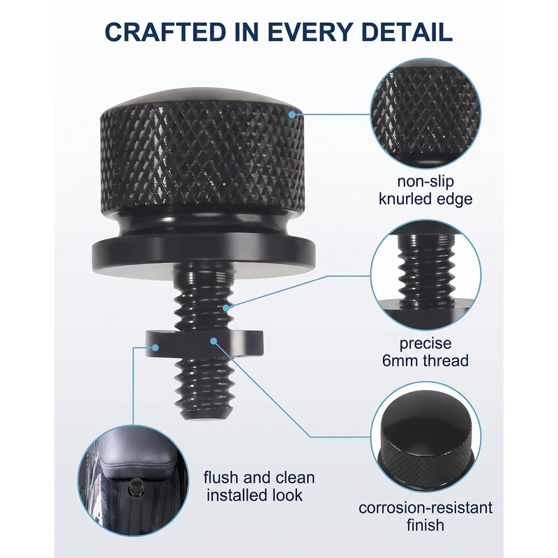 BTACGWP Motorcycle Seat Bolts Black 6 mm (Pack of 2)