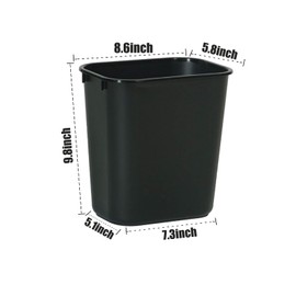 ToiULik 6 Pack Black Small Trash Can with 2 Roll Trash Bags 2 Gallons 8L Plastic Trash Bins Garbage Bin Container for Bedroom Office and Kitchen
