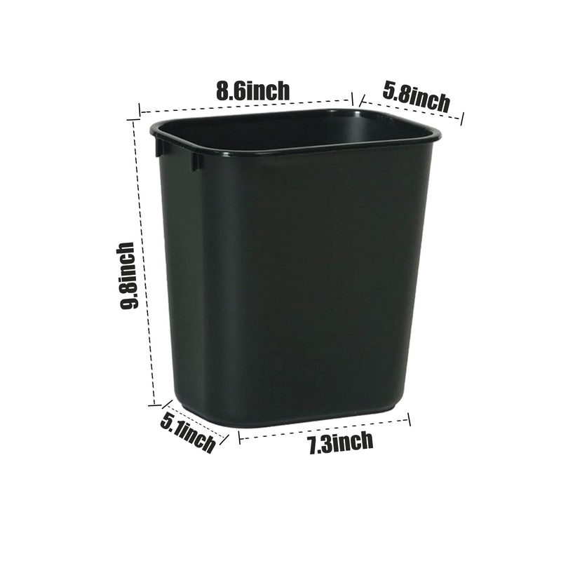 ToiULik 6 Pack Black Small Trash Can with 2 Roll