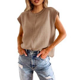 Saodimallsu Summer Tops for Women 2024 Casual Cap Sleeve Lightweight Knitted Loose Sweater Pullover Top