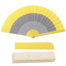 Nishikawa Shoroku Shoten Fan, For Summer, Fan, With Bag Box, Banded Fan, Women's Gift, Gift, Fashion Fan, Crafts, yellow