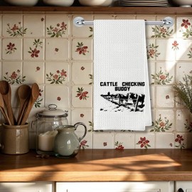 AgriFusion Tech Farm Cattle Kitchen Towel 16x24 Inches - Rustic Ranch Design | Country Decor Gift for Cowboy, Ranchers & Agriculture Enthusiasts