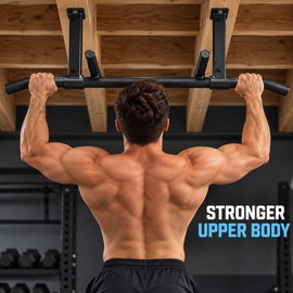 Heavy Duty Joist Mount Pull Up Bar, 42 Inch Wide Steel Chin Up Bar with 4 Padded Grip Positions and Mounting Hardware