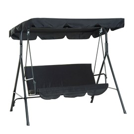 Swing Canopy Waterproof Cover Outdoor 3 Seat Chair Top Cover(Black)