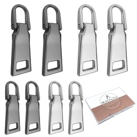 BEADNOVA Zipper Pull Replacement Metal Zipper Pull Repair Zipper Pull Tab for Luggage Suitcase Backpack Jacket Bags Coat Boots (Gun Black and Silver Color Assorted, Size 3 and 5, 8 Piece)