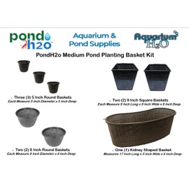 Medium Sized Plastic Mesh Aquatic Pond Planting Baskets Combo Pack, Includes Total 8 Water Garden Plant Plastic Slotted Pots for Aquaponics and Hydroponics Flower Planters
