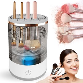 Máquina de limpieza de cepillos cosméticos eléctricos recientemente mejorada, herramienta de limpieza de cepillos cosméticos rotadores automáticos, adecuada para juegos de cepillos cosméticos de diferentes tamaños