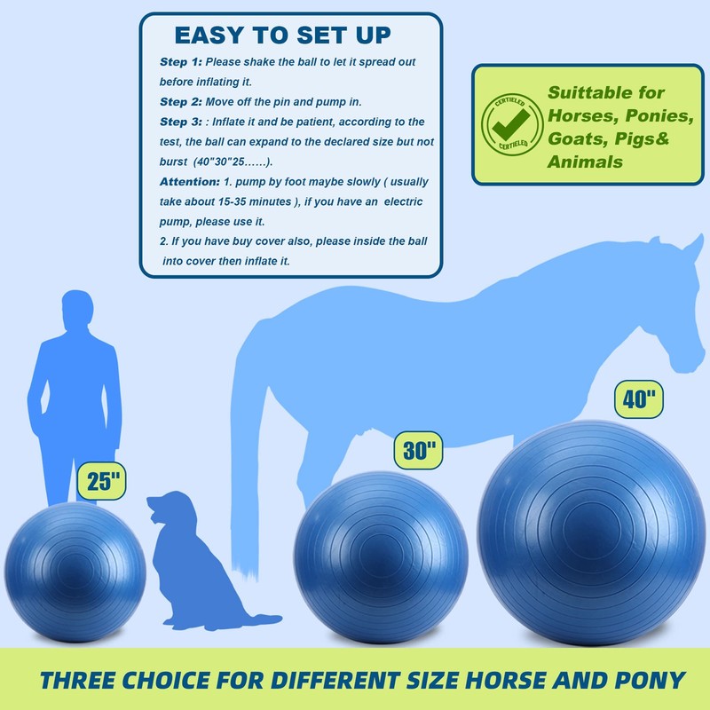Herding Ball for Horse, 40" Anti-Burst Giant Soccer Ball Toy