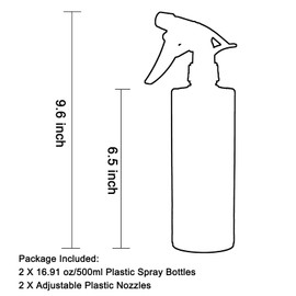 OFFIDIX 360° Water Spray Bottle 2 Pack 16 oz Continuous Plastic Empty Spray Bottles Mister for Hair,Cleaning,Plants,Upside Down,Fine Mist and Stream Setting,Amber