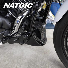 NATGIC Matte Black Motorcycle Front Chin Spoiler Air Dam for Dyna Fat Bob Wide Glide FXD 2006-2017 Guzzi V7III Front Chin Spoiler Lower Cover Air Dam Fairing Cover Chin Fairing (1 PCS)