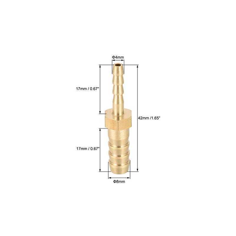 sourcing map Straight Brass Barb Fitting Reducer, Fit Hose ID