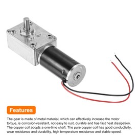 sourcing map DC 12V 60RPM Worm Geared Motor 8mm D Shaft Reduction Electric Motor Reducer High Torque Low Speed Mini Turbine Worm Motor With Wire