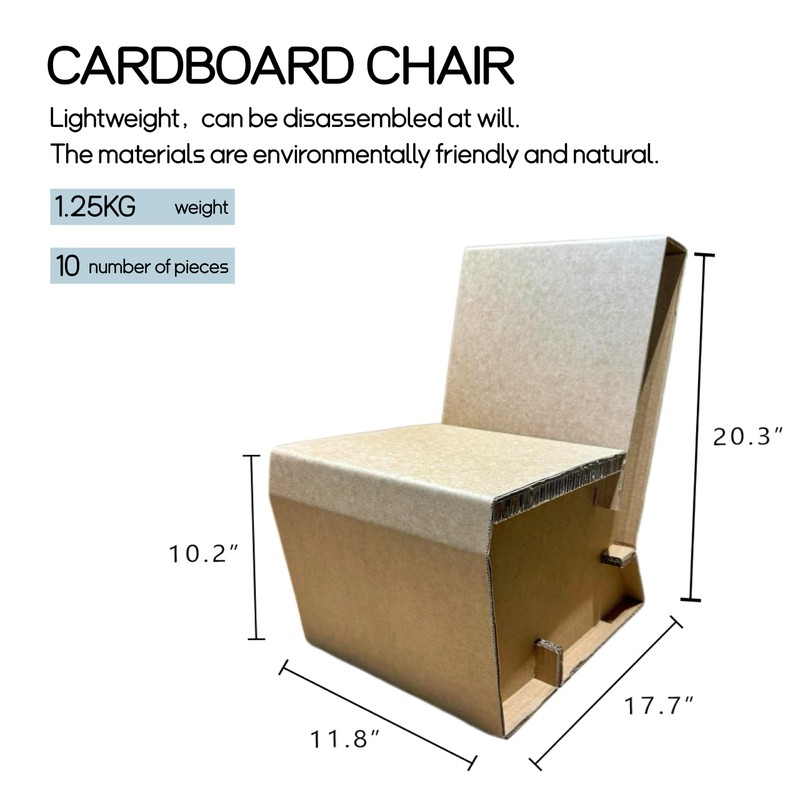 Mini Cardboard Chair - 11.8" Deep Seat, DIY Decoratable, Tool-Free