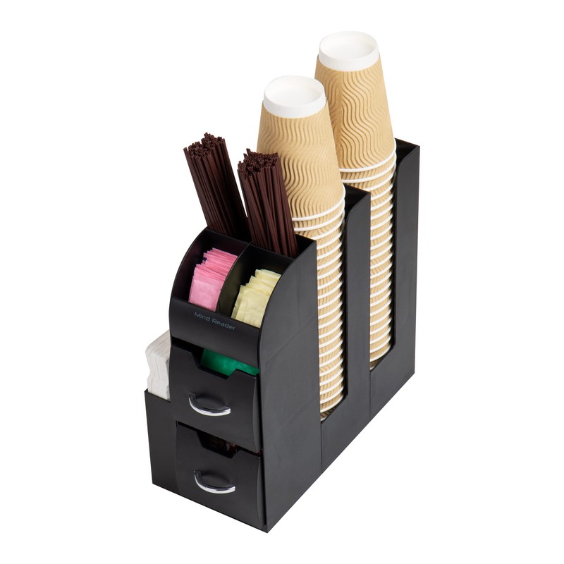 Mind Reader Cup and Condiment Station, Countertop Organizer, Coffee Bar,