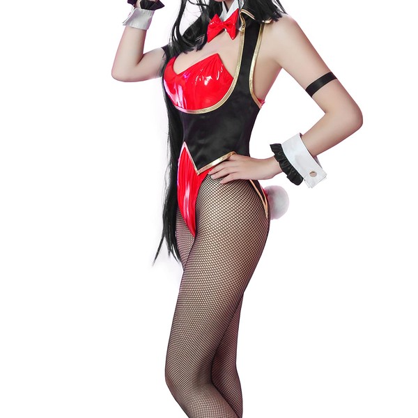 LTAKK Bunny Girl Costume, Yumeko Jabami, Bunny Version, Black/Red, S, Kakegurui - Compulsive Gambler, Cosplay, Patent Leather, Casino Dealer, Parties, Photo Shoots, Decorative Accessories Included