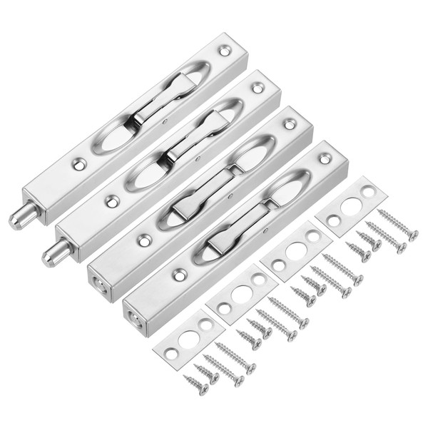 uxcell uxcell 4Pcs Door Bolts Latch 6 Inch, Stainless Steel