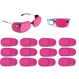 12 pcs Occlusion Eye Patch Cover for Children Glasses - Lazy Eye Amblyopia one Eye Disorder Children Spectacle 110mm x 55mm (Pink) 6 Pairs Hayatec