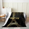 jejeloiu Paris Tower Flannel Fleece Blanket Golden Eiffel Tower Winter