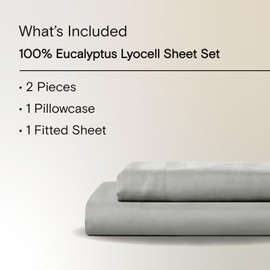 Sijo AiryWeight Tencel Sheet Set, 100% Lyocell Derived from Eucalyptus, Buttery Soft, Architectural Digest 2022 Best Cooling Sheets Winner - 2pc - 1 Pillowcase 1 Fitted (Dove, Twin XL)