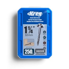 Kreg SML-C125 Tornillos para orificios ocultos de zinc - 1 1/4 pulgadas, rosca gruesa #8, cabeza Maxi-Loc (250 unidades)